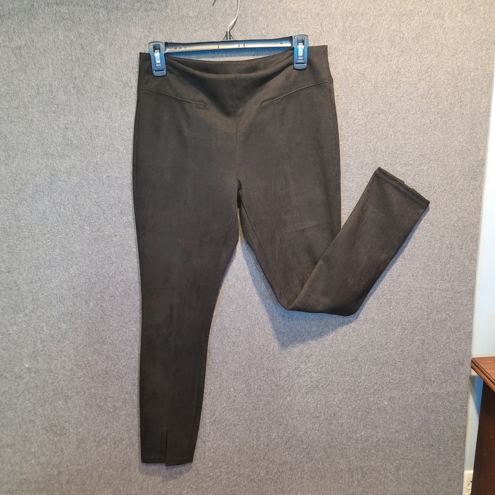 Anna & Ava Black Faux Suede‎ Leggings Pants Elastic Waist Slits Medium